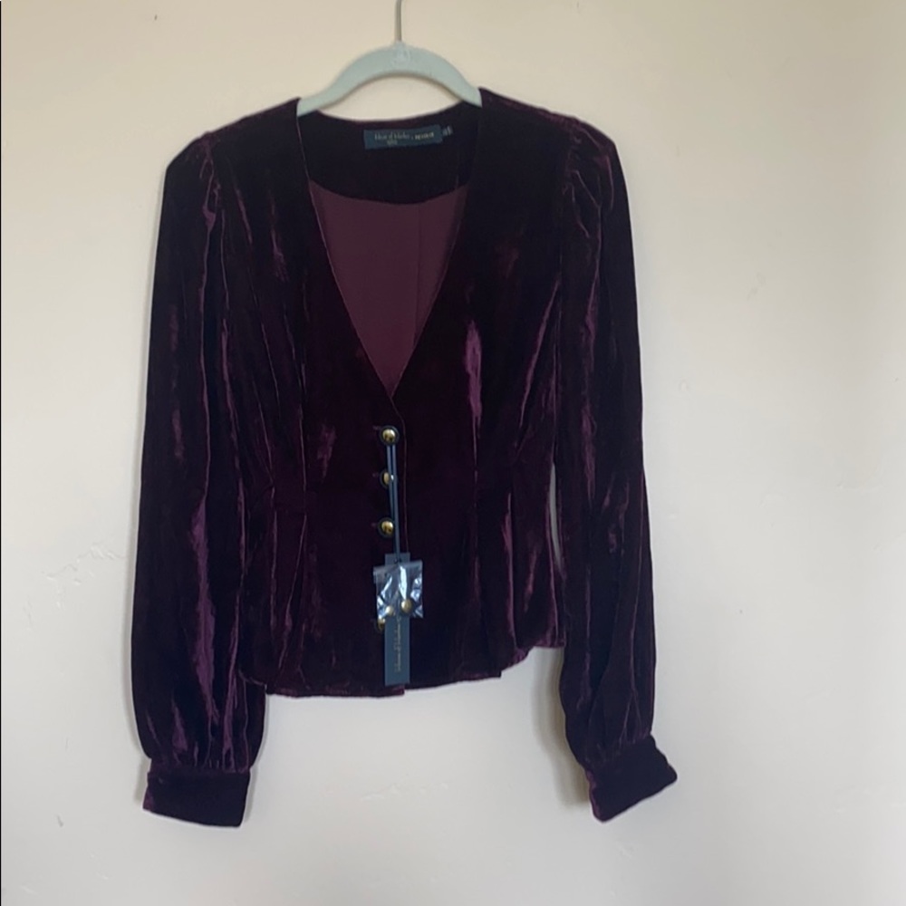 House of Harlow 1960 Rich Velvet Blouse in Dark Purple